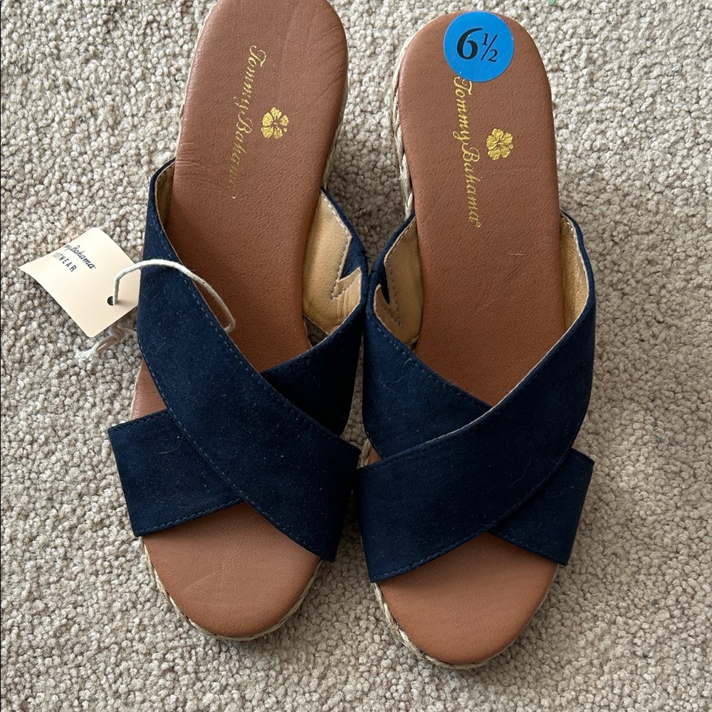 Tommy Bahama Navy Blue Cross-Strap Sandals